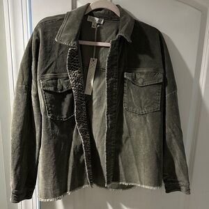 She + Sky Olive Corduroy Jacket